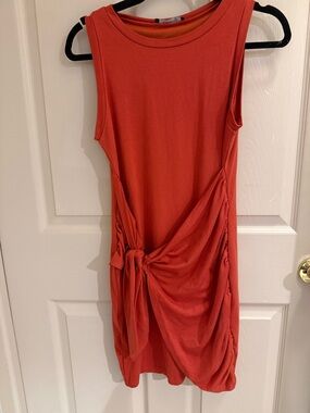 Sleeveless Knot-Front Dress in Burnt Orange -small